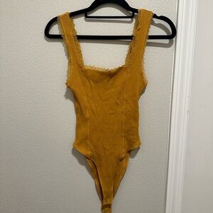 Forever 21 Yellow ribbed bodysuit